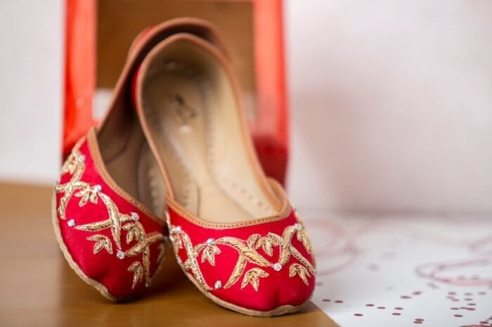 Red Khussa With Golden Embroidery For Her-2145 - Image 2