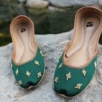 Green And Gold Khussa For Her-2170