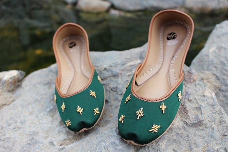 2170-Green-1.jpg Green And Gold Khussa For Her-2170 - Image 1