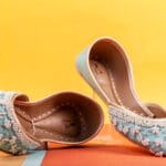 Blue Khussa With White Pearls-2269