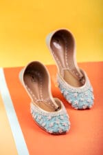 Blue Khussa With White Pearls-2269 - Image 3