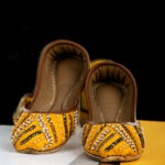 Yellow embroidered khussa