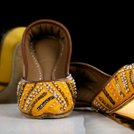 Yellow embroidered khussa