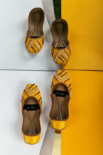 Yellow embroidered khussa