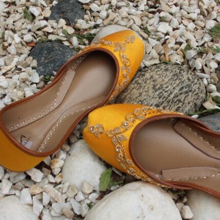 Yellow Embroidered Khussa