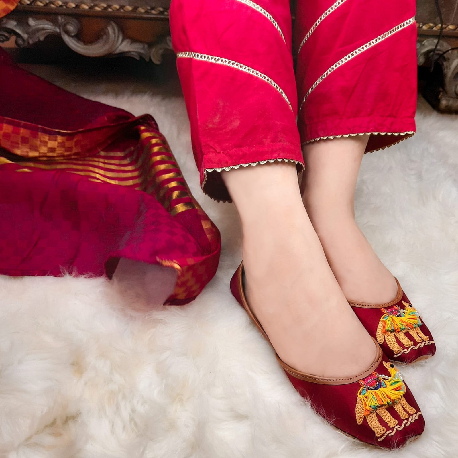 WhatsApp-Image-2022-07-21-at-12.33.23-PM.jpeg Maroon Camel Khussa For Her - Image 1