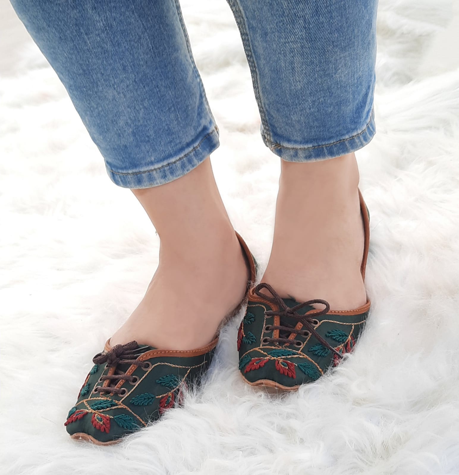 WhatsApp-Image-2022-09-24-at-5.54.40-PM.jpeg Laceups Green Khussa For Her - Image 1