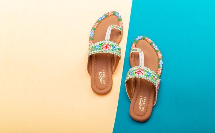 Hand Painted Light.Pink Kolapuri For Her-4008 - Image 2