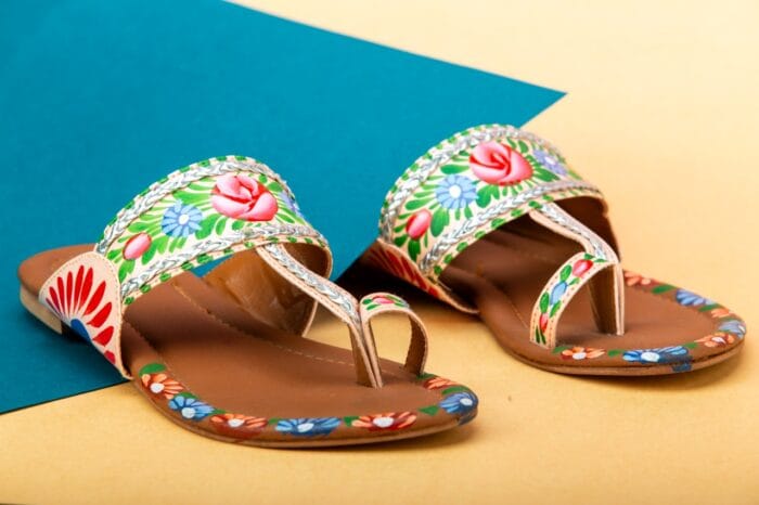 Hand Painted Light.Pink Kolapuri For Her-4008 - Image 4