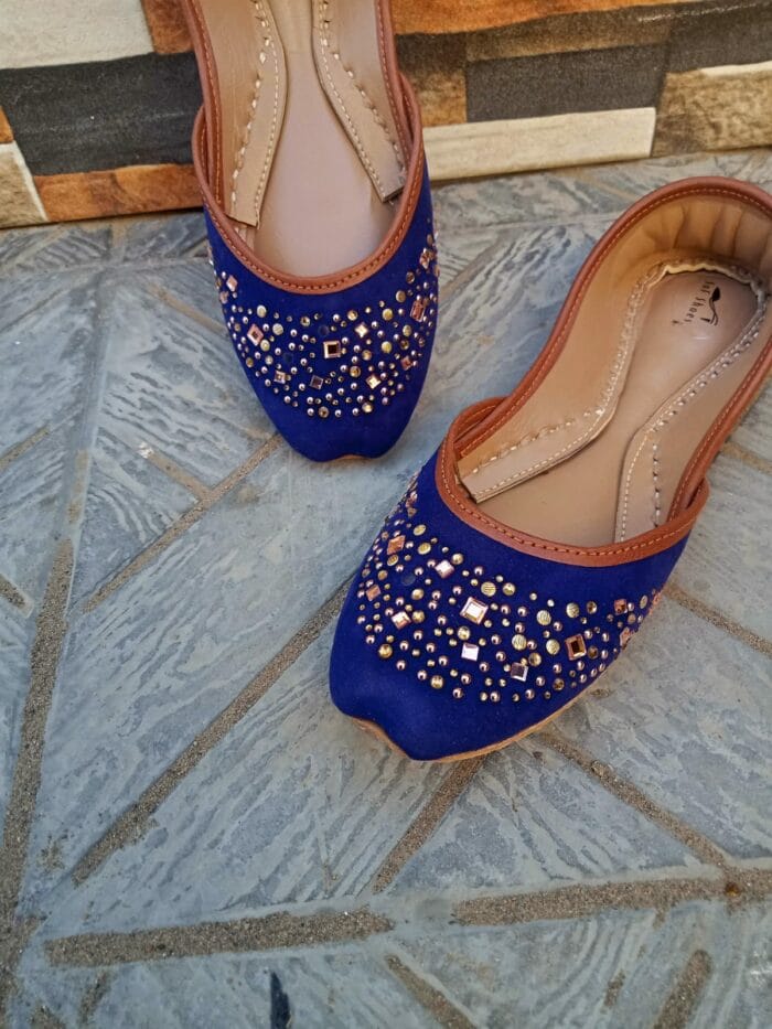 Blue Khussa With Multi Crystals-2304 - Image 2