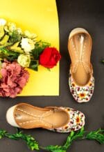 White Thread work embroidered Khussa - 2258 - Image 2