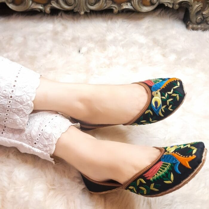 Black Bird Embroidered Khussa-2322 - Image 2