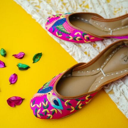 Pink Bird Embroidered khussa