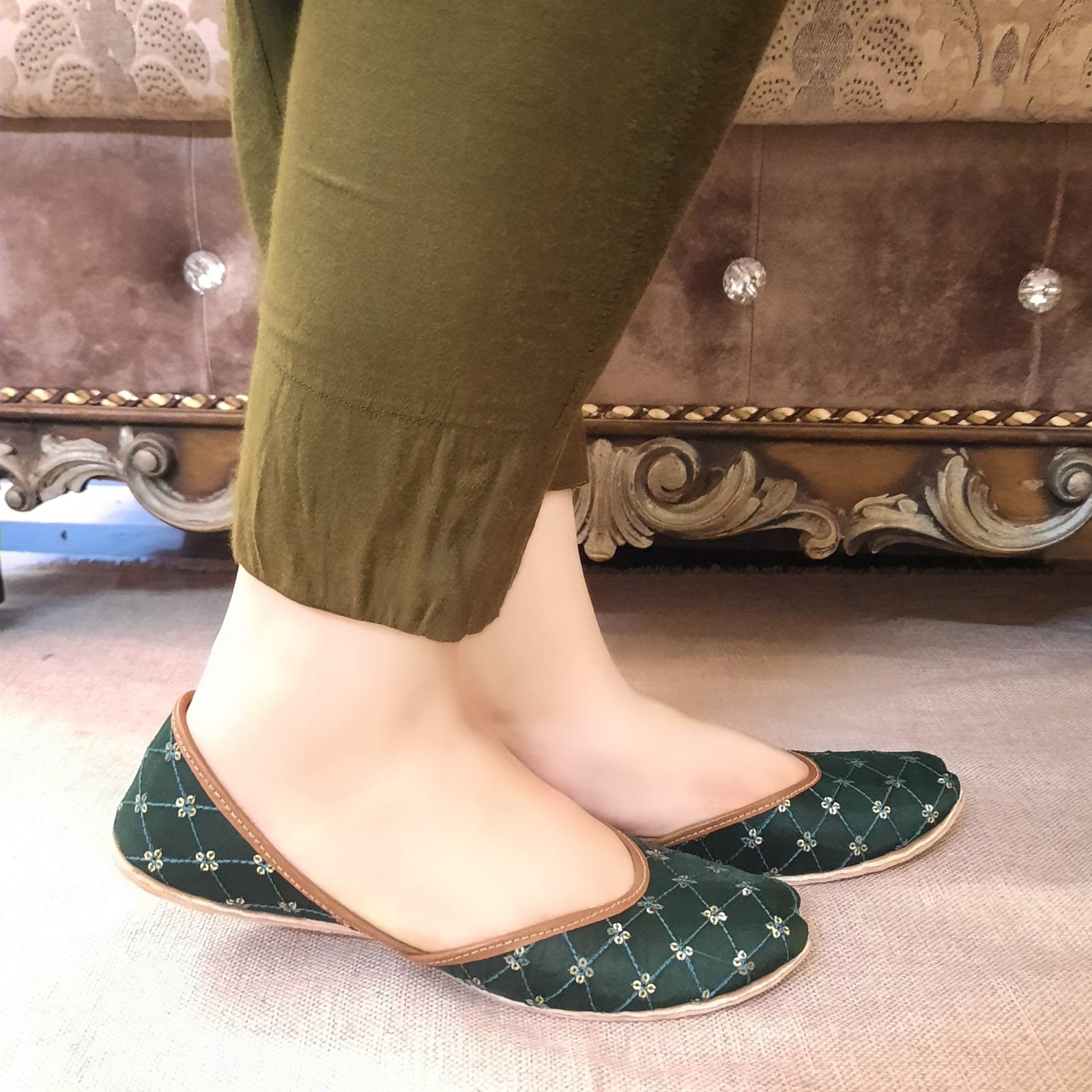 Casual Green Khussa By Snf Casual Green Khussa By Snf