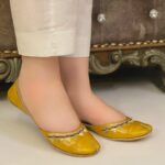 zari khussa in yellow