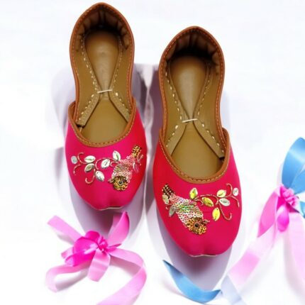 Pink embroidered khussa