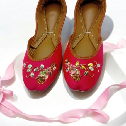 Pink embroidered khussa