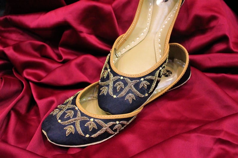2145 black Black Khussa With Golden Embroidery For Her-2145 - Image 1