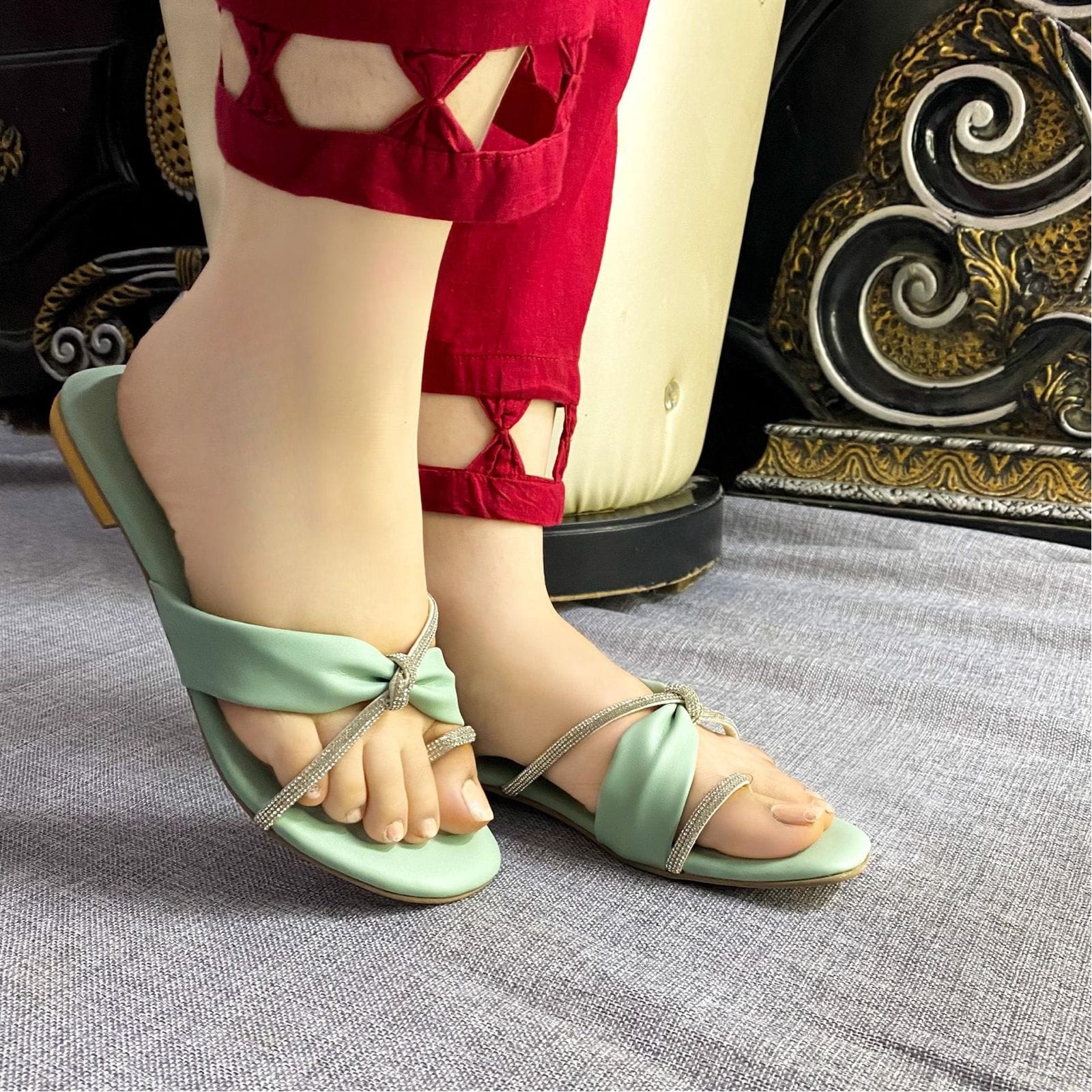 WhatsApp Image 2023-07-11 at 12.39.38 PM (2) 3287 Slippers Sea Green - Image 1