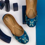 Zinc Blue Embroidered Khussa - 2254