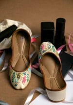 Creamy Dream Threaded Embroidery Khussa-2327 - Image 8