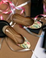 Creamy Dream Threaded Embroidery Khussa-2327 - Image 4