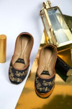 Jet Black Intricate Embroidery Khussa - 2182 - Image 5