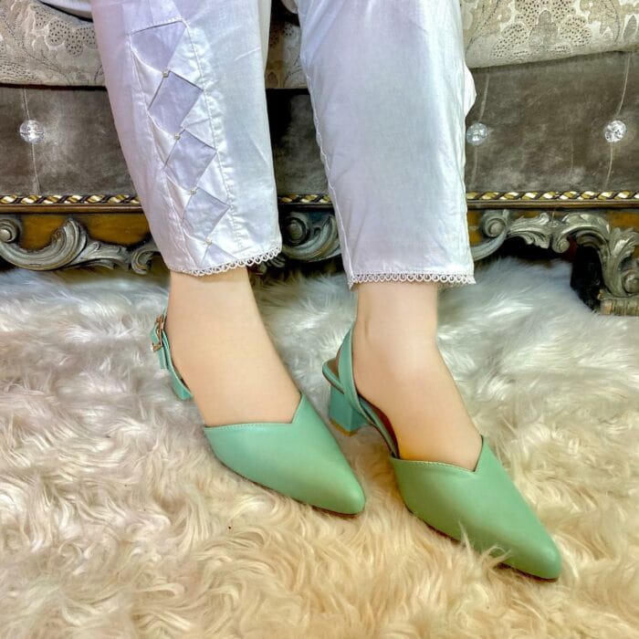 Sea Green block heel by SNF - 7199 - Image 3