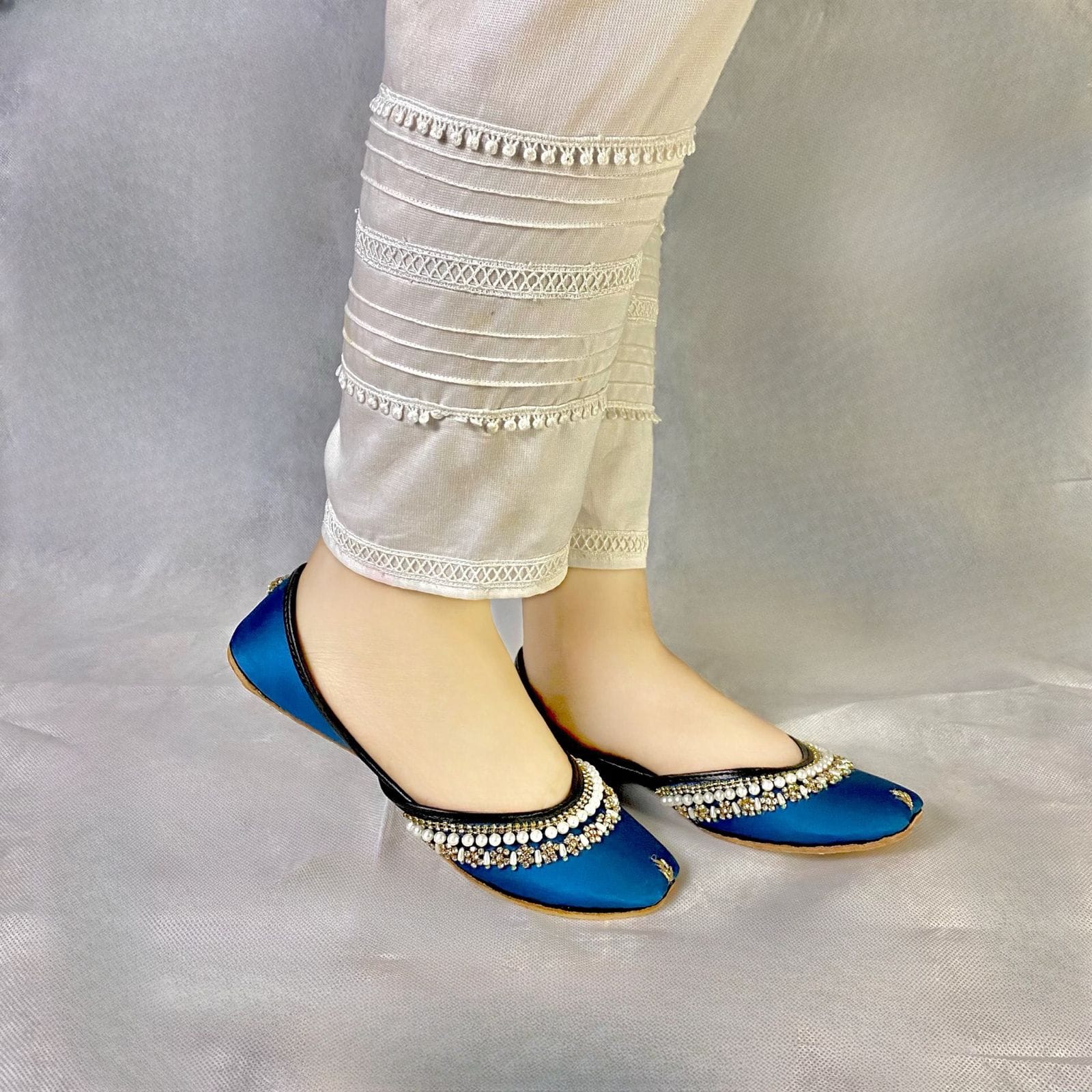 Teal Blue Pearls Khussa Teal Blue Pearls Khussa