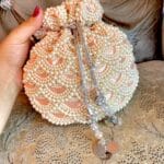 Potli Bag in Peach with Pearls