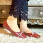 Maroon pumps with bow detailing-627 - Image 4