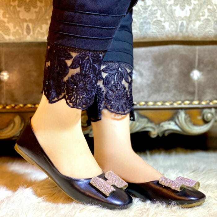 Black Pumps With Silver Shining Bow-628 - Image 2