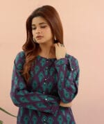 Ready to Wear 2 Pcs Printed Cambric Suit with Peacock Design