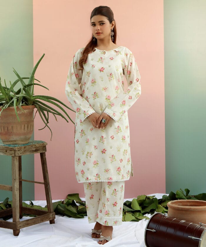 Frosty Bloom-Stitched 2 Pcs Suit - Image 4