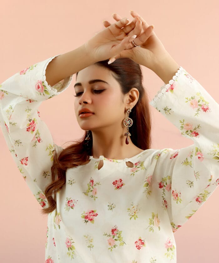 Frosty Bloom-Stitched 2 Pcs Suit - Image 2