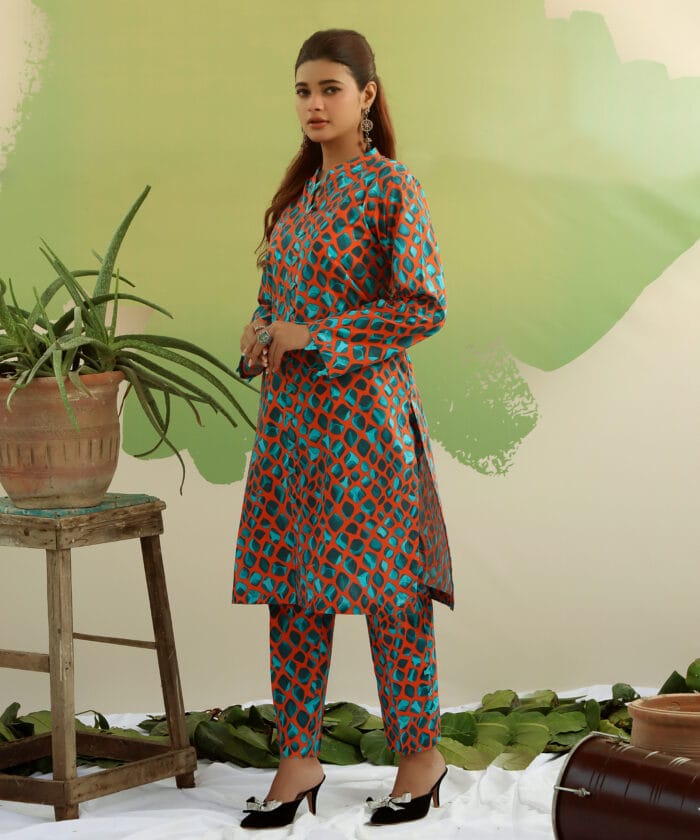 Orange Zest -Stitched 2 Pcs Suit - Image 5