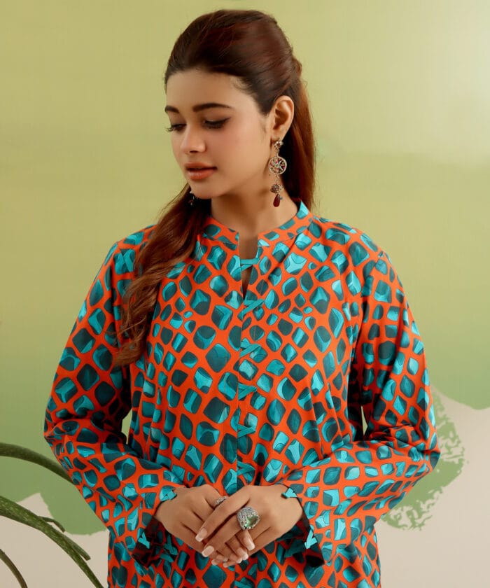 Orange Zest -Stitched 2 Pcs Suit - Image 2