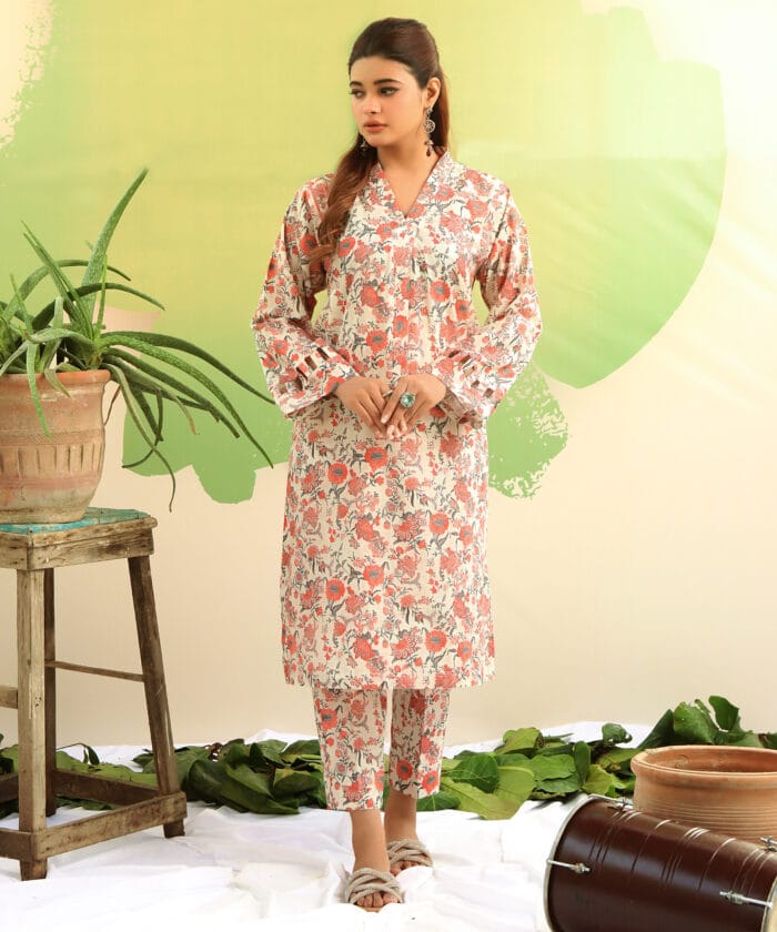 Cream Blush-Stitched 2 Pcs Suit(Sold Out) - Image 2