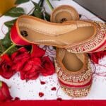 Red Khussa With White Pearls se-17