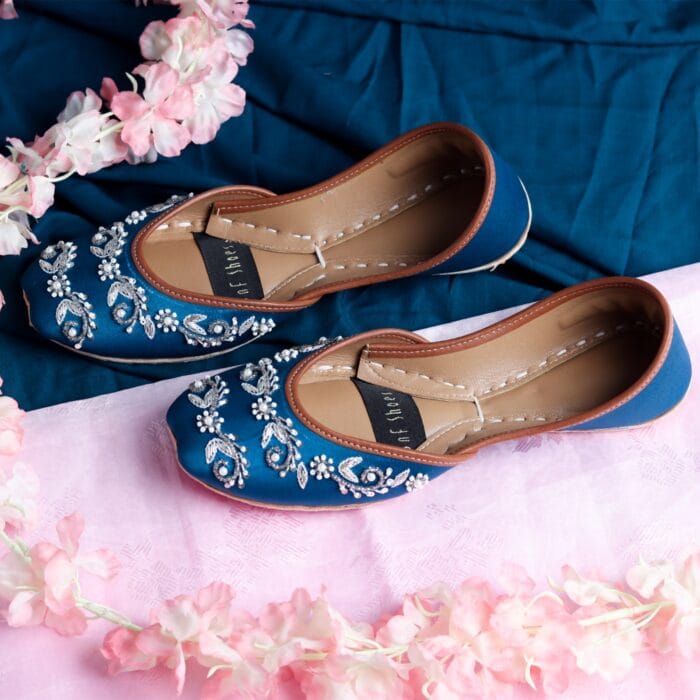 Teal Blue Khussa With Silver Loom Enchantment-2308 - Image 2