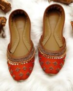 Rust embroidered khussa