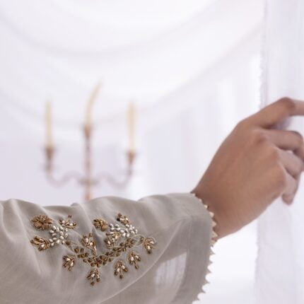 Oyster Grey Embroidered 2 PC Dress