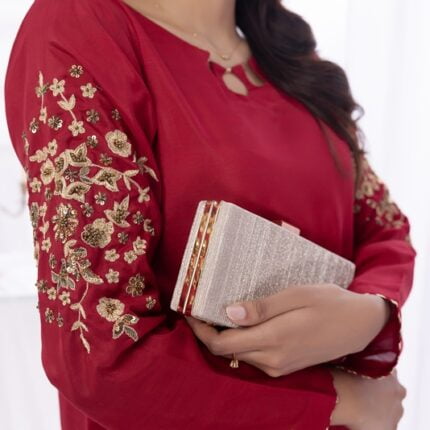 Maroon hand work 2 pc dress