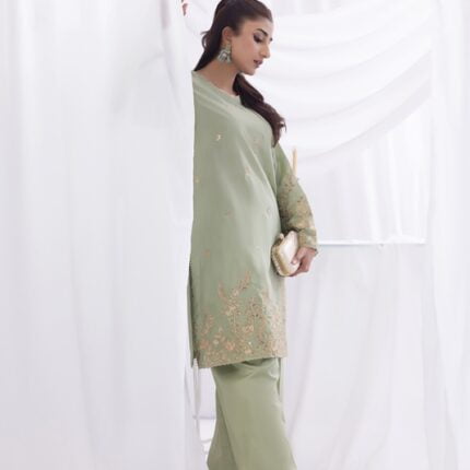 Fern Green Embroidered Dress