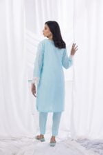Sky Blue 2 PCs Embroidered Dress
