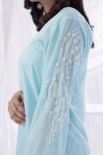 Sky Blue 2 PCs Embroidered Dress