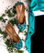 Teal Green Sequins Khussa