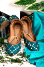 Teal Green Sequins Khussa