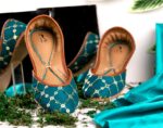 Teal Green Sequins Khussa