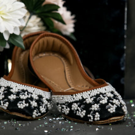 Black khussa with pearls